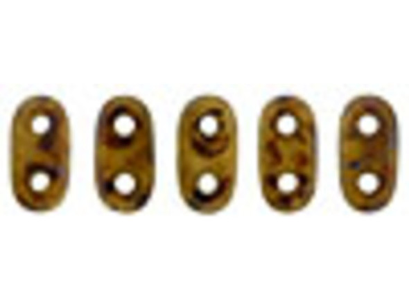 CzechMates Glass 3 x 6mm 2-Hole Picasso French Beige Bar Bead 2.5-Inch Tube