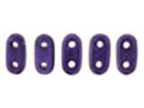 CzechMates Glass, 2-Hole Bar Beads 6x2mm, Metallic Purple Suede