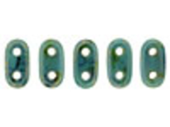 CzechMates Glass 3 x 6mm 2-Hole Turquoise Bronze Picasso Bar Bead 2.5-Inch Tube