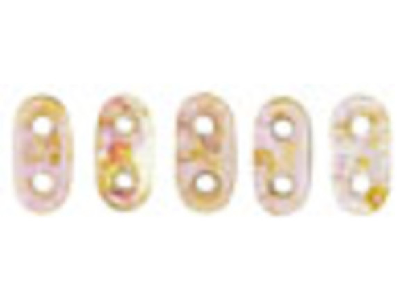 CzechMates Glass, 2-Hole Bar Beads 6x2mm, Rose / Gold Topaz Luster