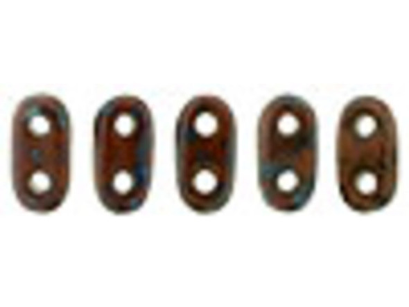CzechMates Glass 3 x 6mm 2-Hole Picasso Umber Bar Bead 2.5-Inch Tube