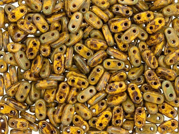 CzechMates Glass 3 x 6mm 2-Hole Sunflower Yellow Picasso Bar Bead 2.5-Inch Tube