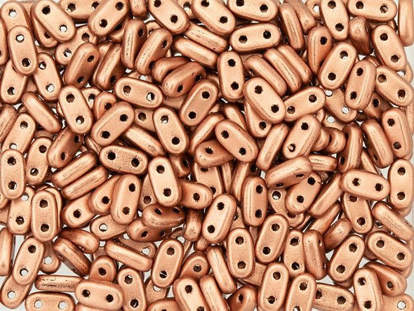 CzechMates Glass 3 x 6mm 2-Hole Matte Metallic Copper Bar Bead 2.5-Inch Tube