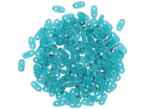 CzechMates Glass 3 x 6mm 2-Hole Teal Bar Bead 2.5-Inch Tube