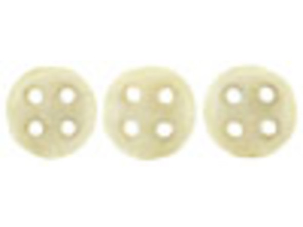 CzechMates Glass, 4-Hole QuadraLentil Beads 6mm, Opaque Champagne Luster