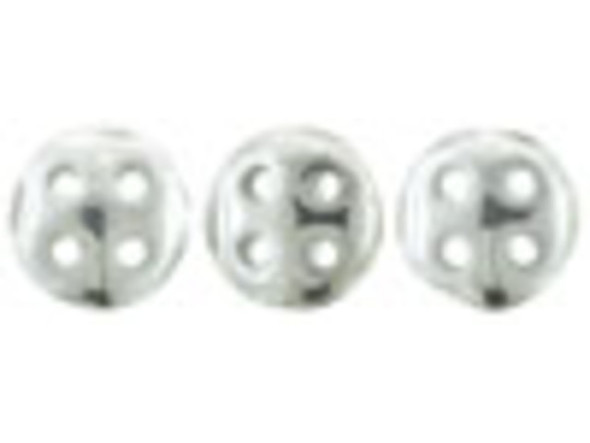 CzechMates Glass, 4-Hole QuadraLentil Beads 6mm, Silver