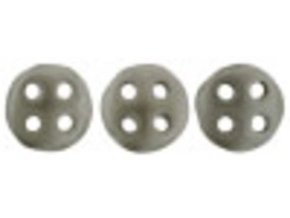 CzechMates Glass, 4-Hole QuadraLentil Beads 6mm, Matte Metallic Leather