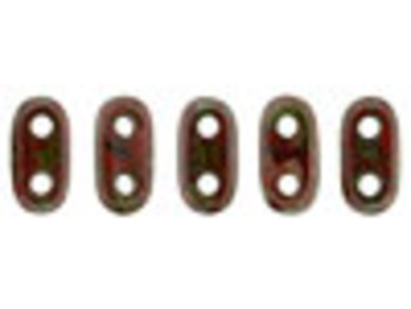 CzechMates Glass 3 x 6mm 2-Hole Opaque Red Bronze Picasso Bar Bead 2.5-Inch Tube