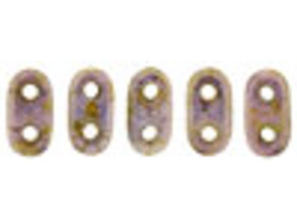 CzechMates Glass 3 x 6mm 2-Hole Luster Opaque Gold/Smoky Topaz Bar Bead 2.5-Inch Tube