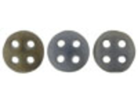 CzechMates Glass, 4-Hole QuadraLentil Beads 6mm, Matte Brown Iris