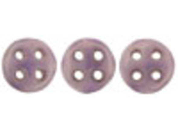 CzechMates Glass, 4-Hole QuadraLentil Beads 6mm, Opaque Lilac Luster