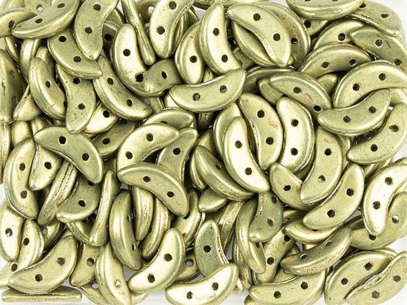 CzechMates Glass 4 x 10mm 2-Hole ColorTrends Saturated Metallic Golden Lime Crescent Bead 2.5-Inch Tube