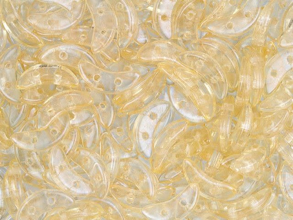 CzechMates Glass 4x10mm 2-Hole Transparent Champagne Luster Crescent Bead 2.5-Inch Tube