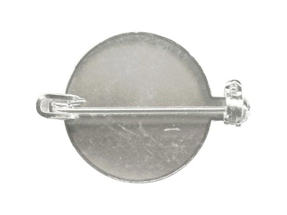 White Plated Bar Pin, Pin Back, 1" with 20mm Disk (12 Pieces)