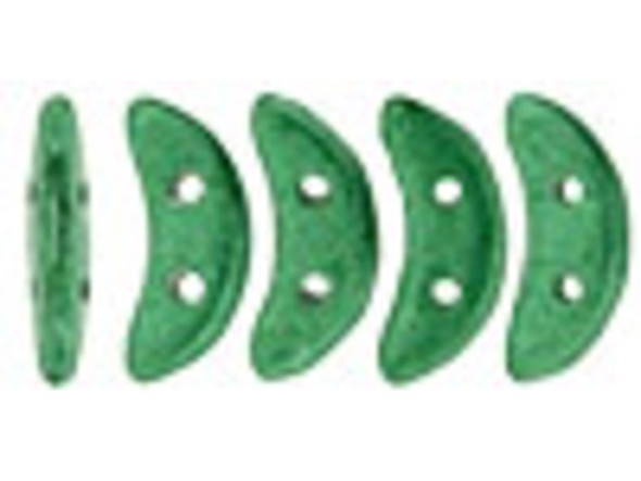 CzechMates Glass, 2-Hole Crescent Beads 10x4.5mm, Saturated Metallic Emerald