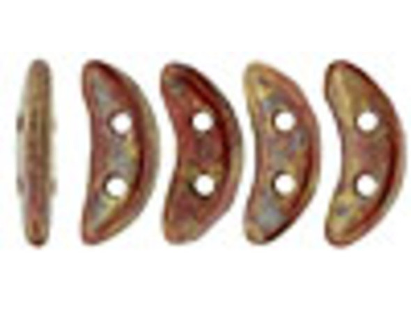 CzechMates Glass 4 x 10mm 2-Hole Opaque Red Bronze Picasso Crescent Bead 2.5-Inch Tube