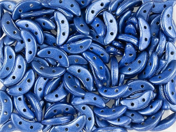 CzechMates Glass 4 x 10mm 2-Hole ColorTrends Saturated Metallic Navy Peony Crescent Bead 2.5-Inch Tube