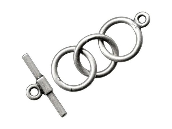 JBB Findings Antiqued Silver Plated Toggle Clasp, 3 Ring, 9mm (Each)