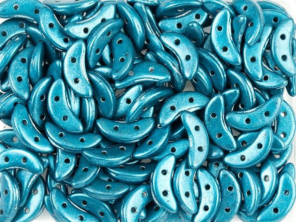CzechMates Glass 4 x 10mm 2-Hole ColorTrends Saturated Metallic Shaded Spruce Crescent Bead 2.5-Inch Tube