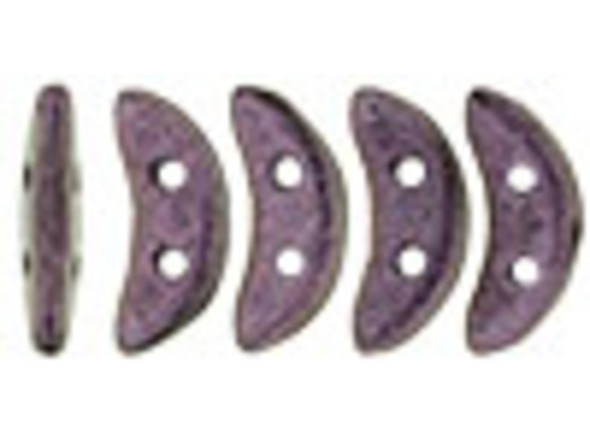CzechMates Glass, 2-Hole Crescent Beads 10x4.5mm, Metallic Pink Suede
