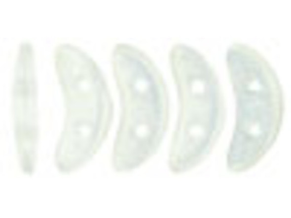 For unique dimension in your beading projects, try the CzechMates Crescent Beads. These flat beads feature a crescent shape, like a moon. Two stringing holes run through the center of the shape, so you can add it to designs in innovative ways. Layer it with other beads in bead weaving or use it to add dimension to stringing projects. It would make an interesting element in bead embroidery, too. Frosty white color with a subtle gold shimmer fills these beads. 