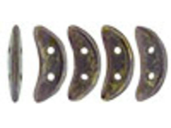 CzechMates Glass 4x10mm 2-Hole Opaque Purple with Bronze Picasso Crescent Bead (2.5-Inch Tube)