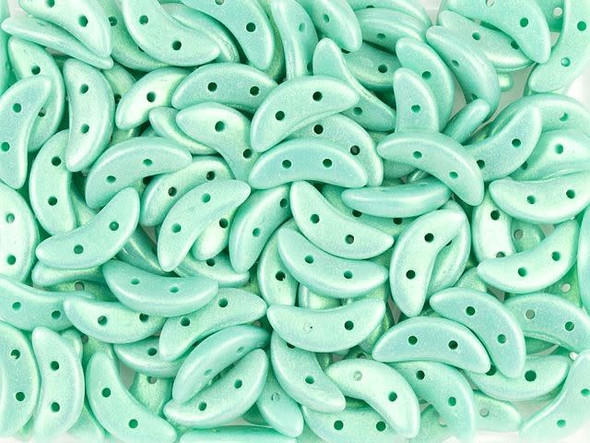 CzechMates Glass 4 x 10mm 2-Hole Sueded Olive Turquoise Crescent Bead 2.5-Inch Tube