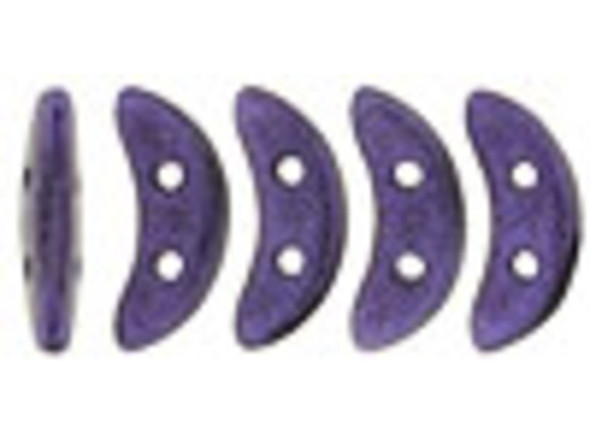 CzechMates Glass, 2-Hole Crescent Beads 10x4.5mm, Metallic Purple Suede