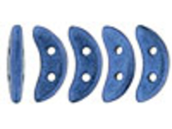 CzechMates Glass, 2-Hole Crescent Beads 10x4.5mm, Metallic Blue Suede