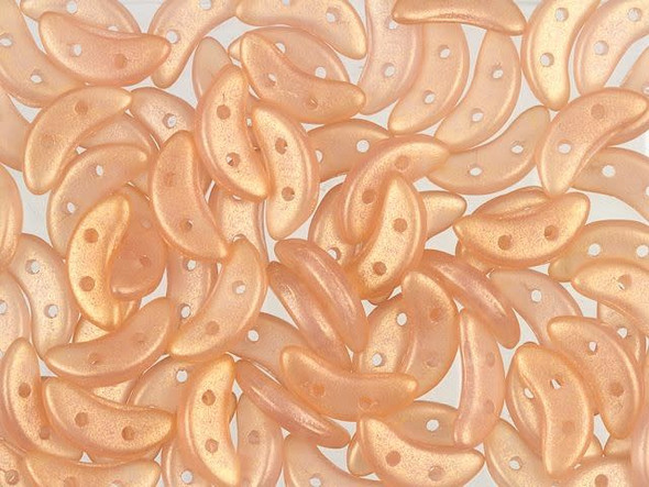 CzechMates Glass 4x10mm Milky Pink Sueded Gold 2-Hole Crescent Bead, 2.5-Inch Tube