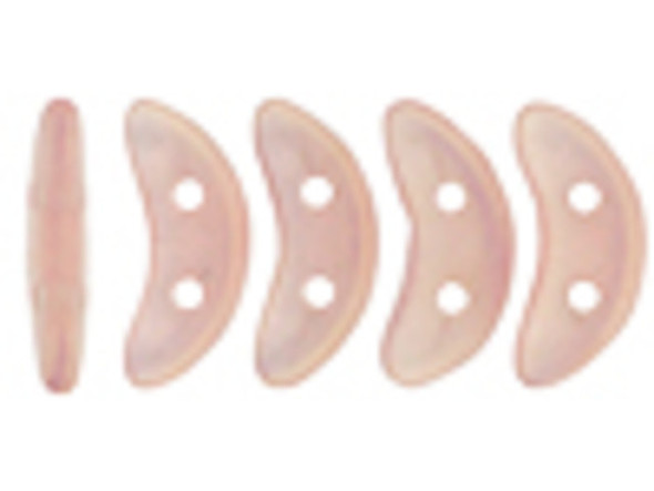 CzechMates Glass 4x10mm Milky Pink Sueded Gold 2-Hole Crescent Bead, 2.5-Inch Tube