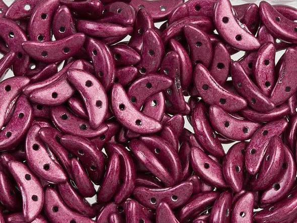 CzechMates Glass 4x10mm Saturated Metallic Rose 2-Hole Crescent Bead (2.5-Inch Tube)