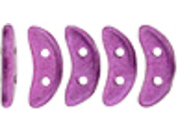 CzechMates Glass 4 x 10mm 2-Hole ColorTrends Saturated Metallic Pink Yarrow Crescent Bead 2.5-Inch Tube