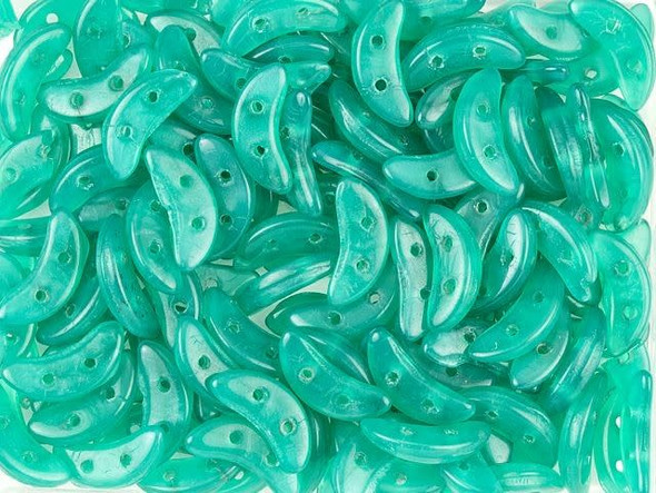 CzechMates Glass 4 x 10mm 2-Hole Atlantis Green Crescent Bead 2.5-Inch Tube