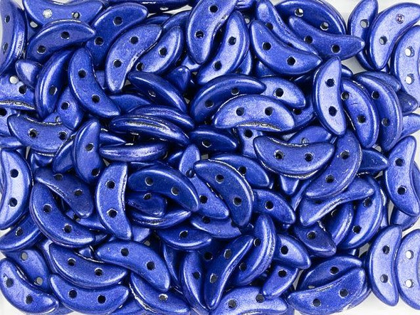 CzechMates Glass 4 x 10mm 2-Hole ColorTrends Saturated Metallic Lapis Blue Crescent Bead 2.5-Inch Tube