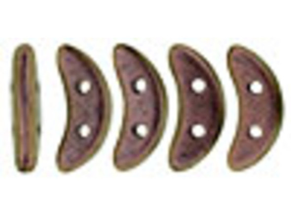 CzechMates Glass 4 x 10mm 2-Hole Polychrome Copper Rose Crescent Bead 2.5-Inch Tube
