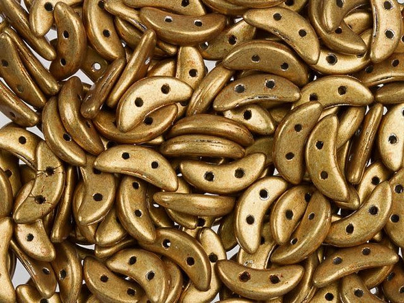 CzechMates Glass 4x10mm Saturated Metallic Gold 2-Hole Crescent Bead (2.5-Inch Tube)