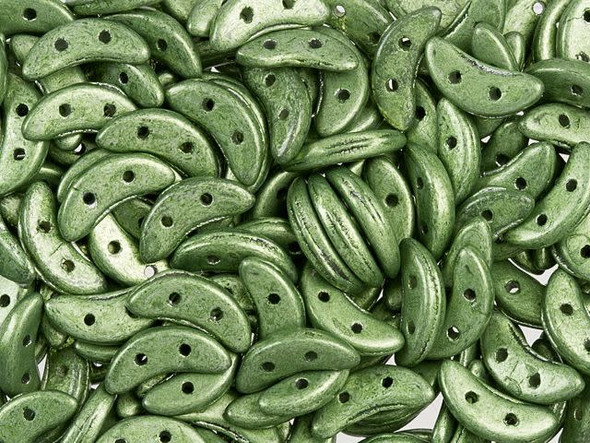 CzechMates Glass 4x10mm Saturated Metallic Sage Green 2-Hole Crescent Bead (2.5-Inch Tube)