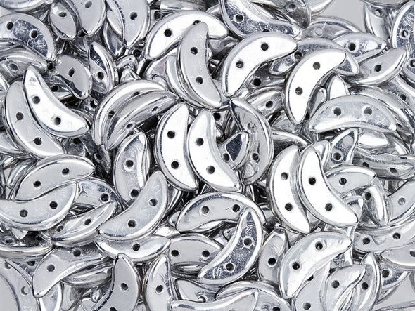 CzechMates Glass 4x10mm 2-Hole Silver Crescent Bead (2.5-Inch Tube)