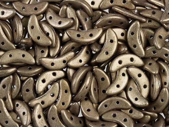 CzechMates Glass 4x10mm Saturated Metallic Khaki 2-Hole Crescent Bead 2.5-Inch Tube