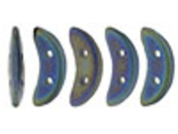 CzechMates Glass, 2-Hole Crescent Beads 10x4.5mm, Matte Blue Iris