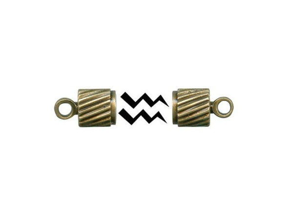 Antiqued Brass Magnetic Jewelry Clasp, Tube Style, High Quality (12 Pieces)