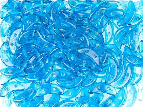CzechMates Glass 4 x 10mm 2-Hole Capri Blue Crescent Bead 2.5-Inch Tube
