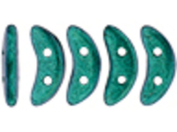 CzechMates Glass 4 x 10mm 2-Hole ColorTrends Satin Metallic Turquoise Crescent Bead 2.5-Inch Tube