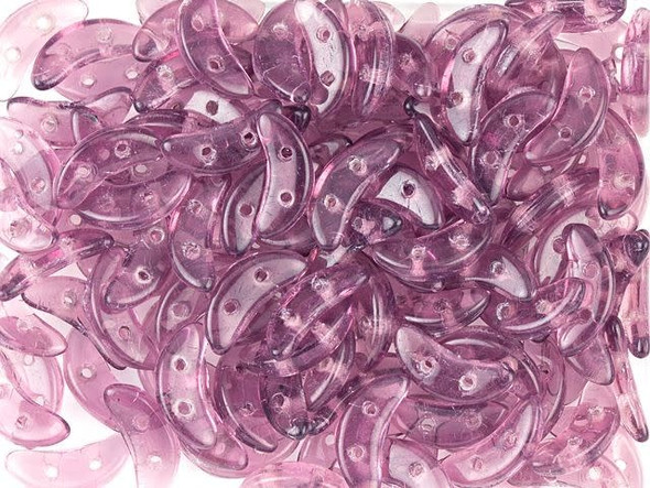 CzechMates Glass 4 x 10mm 2-Hole Med Amethyst Crescent Bead 2.5-Inch Tube