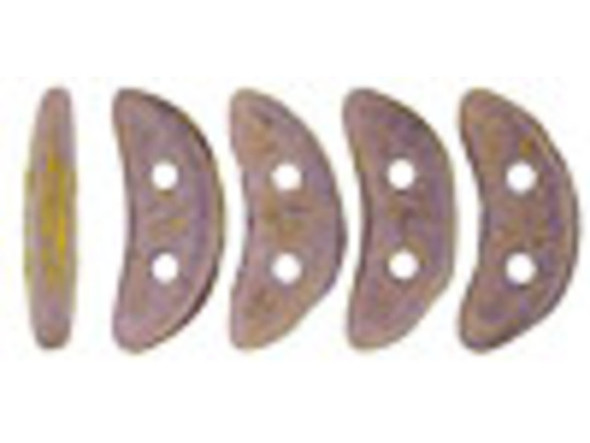 For unique dimension in your beading projects, try the CzechMates Crescent Beads. These flat beads feature a crescent shape, like a moon. Two stringing holes run through the center of the shape, so you can add it to designs in innovative ways. Layer it with other beads in bead weaving or use it to add dimension to stringing projects. It would make an interesting element in bead embroidery, too. These beads feature a soft lilac color with a golden sheen. 