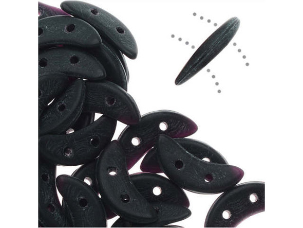 CzechMates Glass, 2-Hole Crescent Beads 10x4.5mm, Matte Jet Black