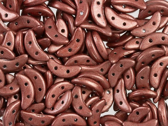 CzechMates Glass 4x10mm Saturated Metallic Copper Pink 2-Hole Crescent Bead, 2.5-Inch Tube