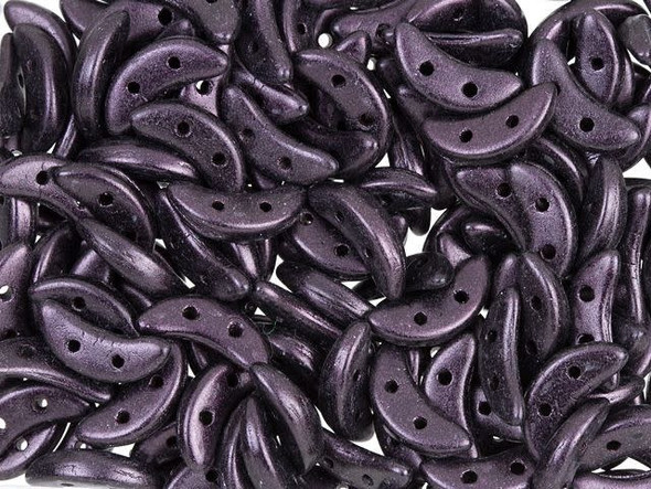 CzechMates Glass 4x10mm 2-Hole Dark Plum Metallic Suede Crescent Bead, 2.5-Inch Tube