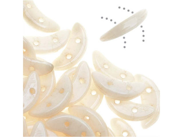CzechMates Glass, 2-Hole Crescent Beads 10x4.5mm, Opaque Champagne Luster
